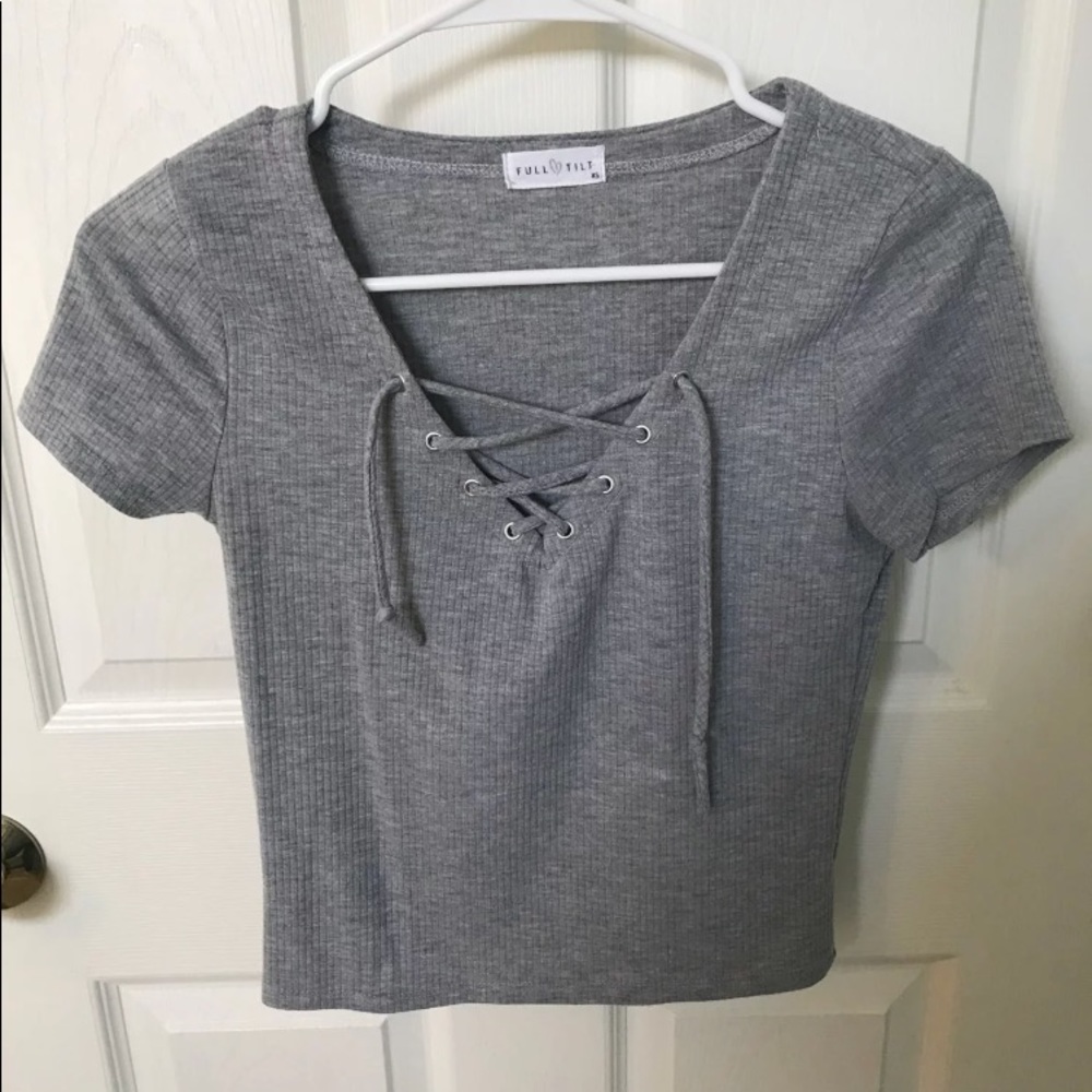 Grey lace up top